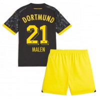 Fotbalové Dres Borussia Dortmund Donyell Malen #21 Dětské Venkovní 2023-24 Krátký Rukáv (+ trenýrky)